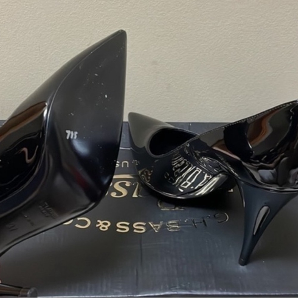Saint Laurent Black Patent Leather Pointed-Toe Stiletto Pumps - Picture 6 of 11
